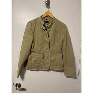 Boden Khaki Fitted Corduroy Distressed Button Jacket Size 14